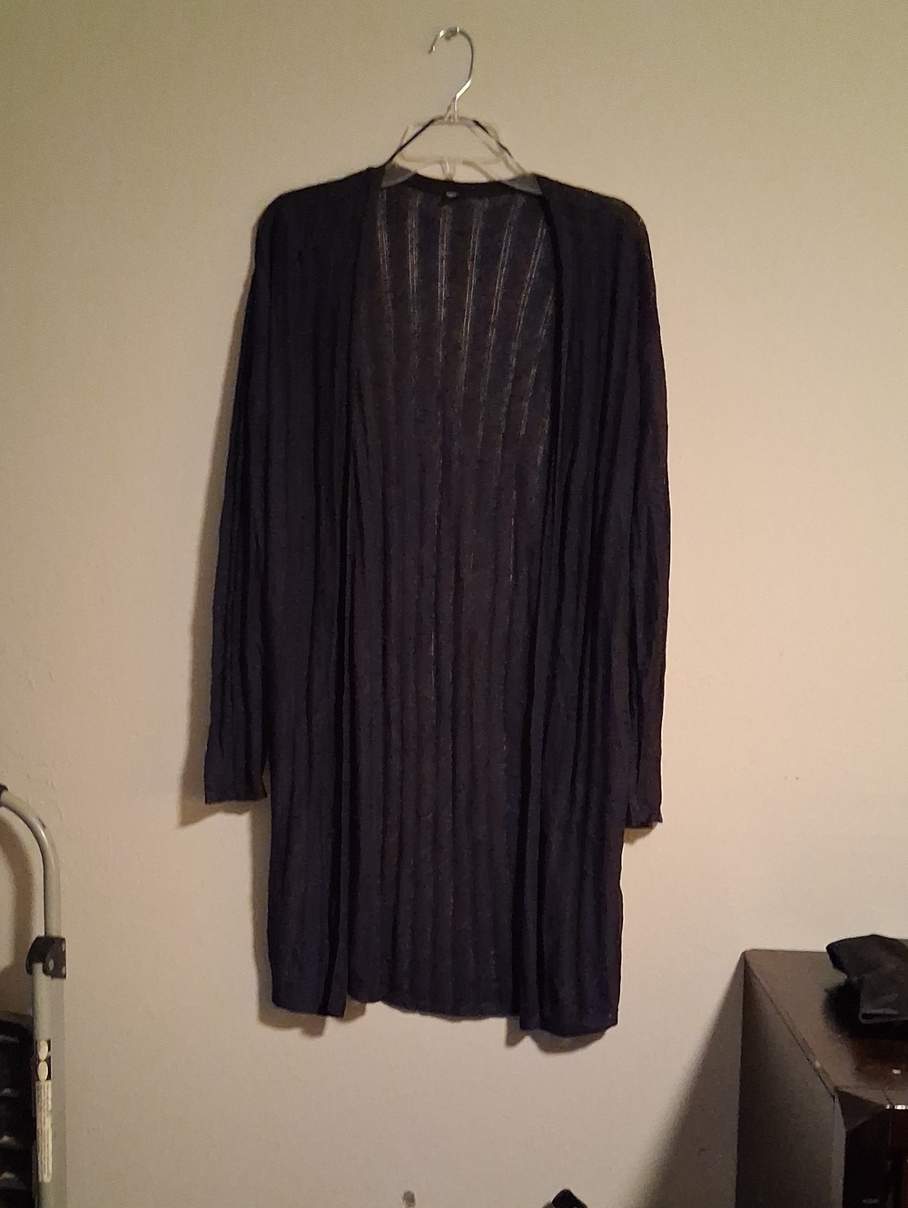 Uniqlo Dark Navy Longline Ribbed Open Cardigan